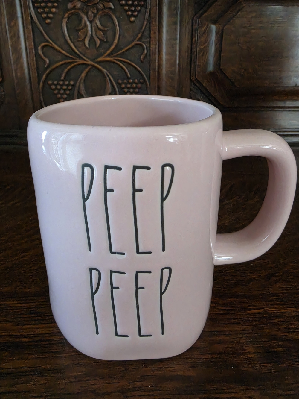 Rae Dunn Pink 'PEEP PEEP' Ceramic Mug